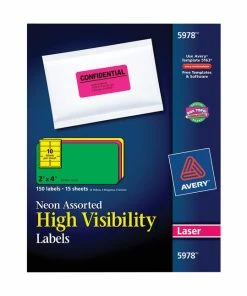 Brand new 😉 Avery Permanent Laser Labels, 2 X 4 Inches, Assorted Neon, Pack Of 450 🔔