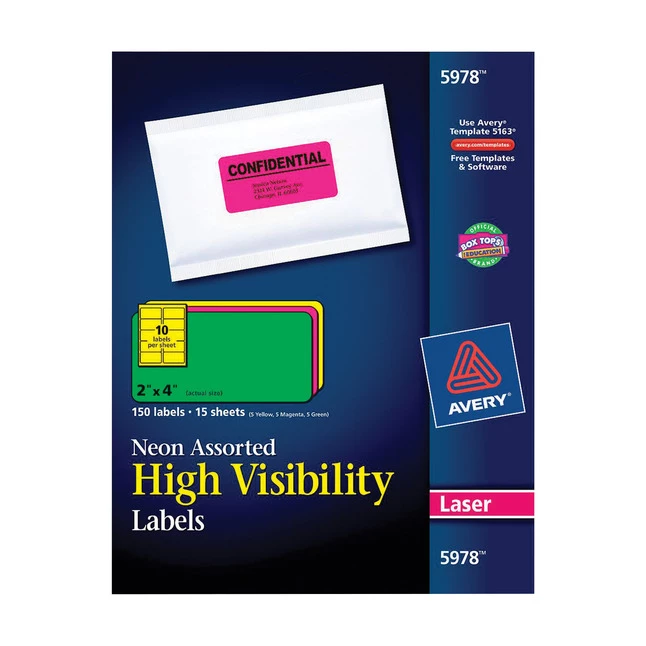Brand new ๐ Avery Permanent Laser Labels, 2 X 4 Inches, Assorted Neon, Pack Of 450 ๐ 1 Brand new ๐ Avery Permanent Laser Labels, 2 X 4 Inches, Assorted Neon, Pack Of 450 ๐