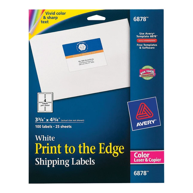 Outlet โ๏ธ Avery Print-to-the-Edge Shipping Labels, Laser, 3-3/4 X 4-3/4 Inches, Pack Of 100 ๐ 1 Outlet โ๏ธ Avery Print-to-the-Edge Shipping Labels, Laser, 3-3/4 X 4-3/4 Inches, Pack Of 100 ๐