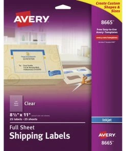 Budget ⭐ Avery Easy Peel Full Sheet Label, Inkjet, 8-1/2 X 11 Inches, Clear, Pack Of 25 👏