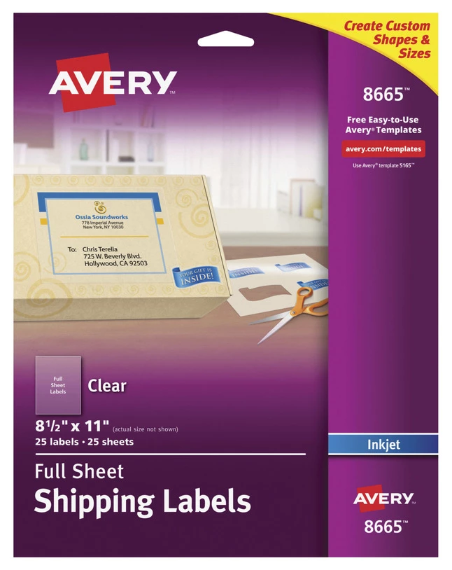 Budget ⭐ Avery Easy Peel Full Sheet Label, Inkjet, 8-1/2 X 11 Inches, Clear, Pack Of 25 👏 1 Budget ⭐ Avery Easy Peel Full Sheet Label, Inkjet, 8-1/2 X 11 Inches, Clear, Pack Of 25 👏