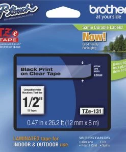 Coupon 🛒 Brother P-touch Tze Laminated Tape Cartridge, 1/2 Inch X 26 Feet, Black/Clear ❤️