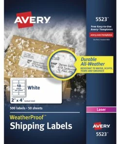 Deals ❤️ Avery Weatherproof Address Labels, 2 X 4 Inches, Pack Of 500 🛒
