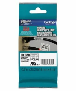Budget 😍 Brother TZe P-Touch Flexible Cable And Wire Tape, 3/4 Inch X 26 Feet, Black On White ✨