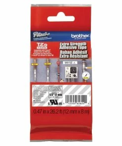 Wholesale 🤩 Brother TZe Extra Strength Adhesive Tape, 1/2 Inch X 26 Feet, White On Clear 💯