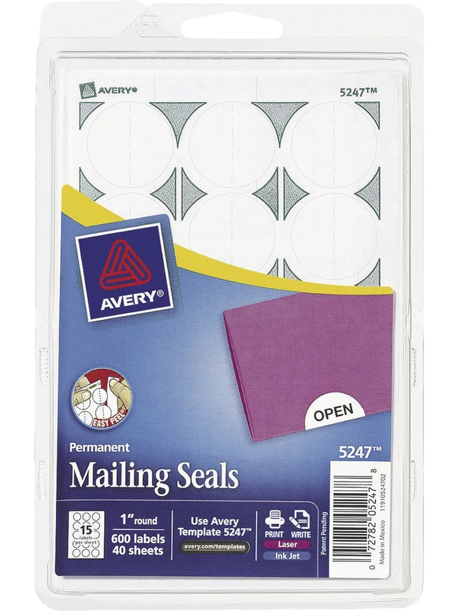 Budget ❤️ Avery Easy Peel Round Mailing Labels, 1 Inch Diameter, White, Pack Of 600 👏 1 Budget ❤️ Avery Easy Peel Round Mailing Labels, 1 Inch Diameter, White, Pack Of 600 👏