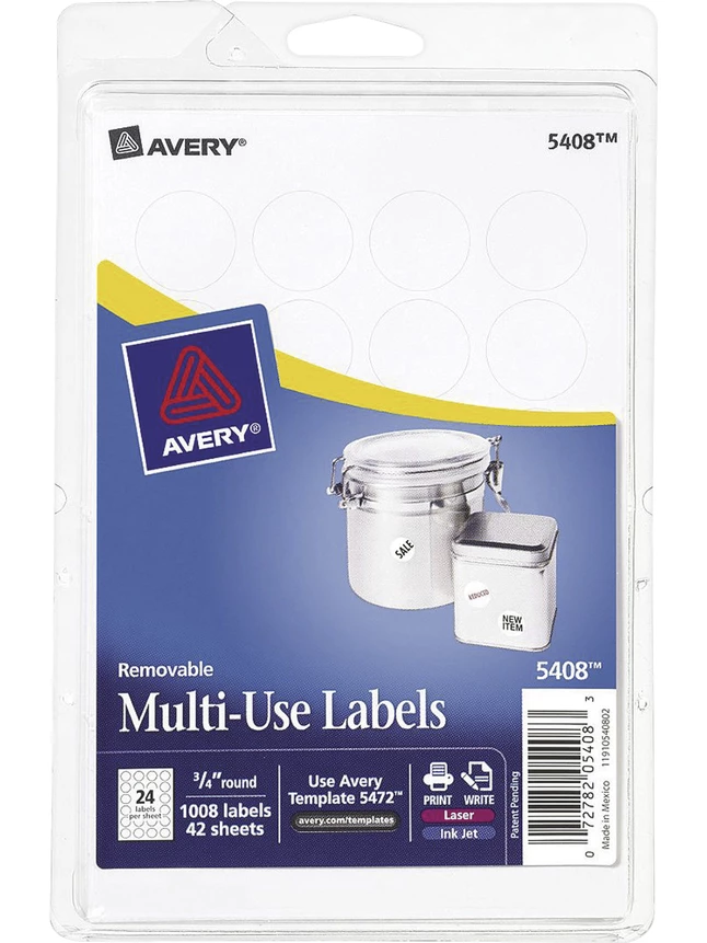 Promo ๐ Avery Removable ID Labels, 3/4 Inch Diameter, Pack Of 1008 ๐ฅ 1 Promo ๐ Avery Removable ID Labels, 3/4 Inch Diameter, Pack Of 1008 ๐ฅ