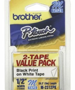 Promo ✔️ Brother M Tape Cartridge, 1/2 Inch X 26 Feet, Black On White, Pack Of 2 🥰