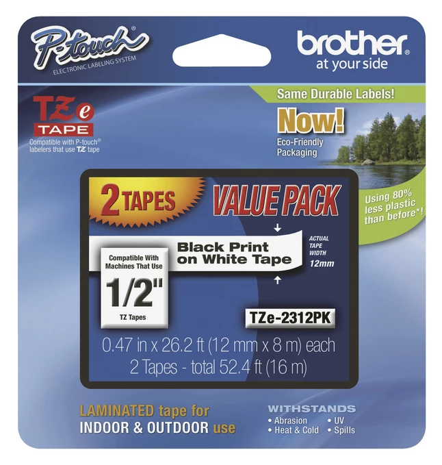 Brand new ๐ฅฐ Brother P-touch Tze Laminated Tape Cartridge, 1/2 Inch X 26 Feet, Black/White, Pack Of 2 ๐ 1 Brand new ๐ฅฐ Brother P-touch Tze Laminated Tape Cartridge, 1/2 Inch X 26 Feet, Black/White, Pack Of 2 ๐