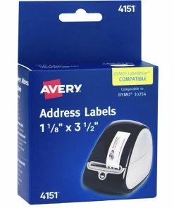 Promo 👏 Avery Thermal Printer Address Labels, 1-1/8 X 3-1/2 Inches, Clear, Pack Of 120 🔔
