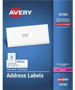 Best Sale 🧨 Avery Easy Sure Feed Address Labels, Laser, 1 X 2-5/8 Inches, Pack Of 7500 😉