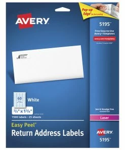 New 🎁 Avery Easy Peel Return Address Labels, Laser, 2/3 X 1-3/4 Inches, Pack Of 1500 👍