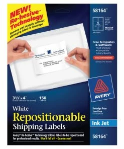 Coupon 🧨 Avery Repositionable Shipping Labels, Inkjet, 3-1/3 X 4 Inches, Pack Of 150 🛒