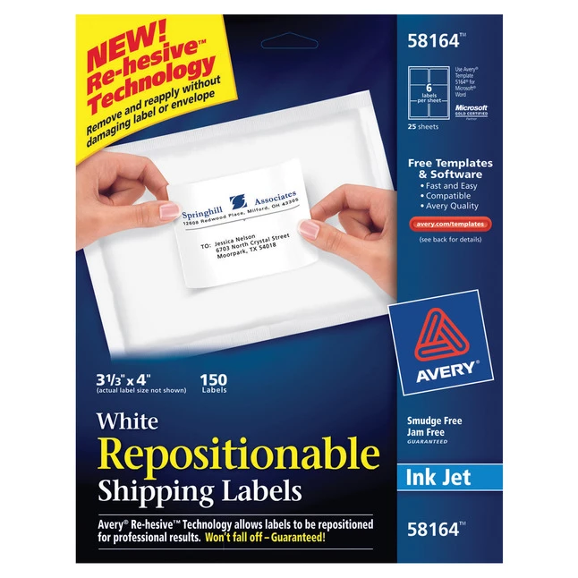 Coupon ๐งจ Avery Repositionable Shipping Labels, Inkjet, 3-1/3 X 4 Inches, Pack Of 150 ๐ 1 Coupon ๐งจ Avery Repositionable Shipping Labels, Inkjet, 3-1/3 X 4 Inches, Pack Of 150 ๐