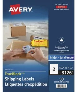 Outlet 🧨 Avery TrueBlock Shipping Labels, Inkjet, 5-1/2 X 8-1/2 Inches, White, Pack Of 50 🤩