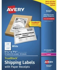 Wholesale ⭐ Avery Paper Receipt Shipping Labels, 5-1/16 X 7-5/8 Inches, White, Pack Of 50 ❤️