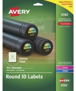 Best Sale 🎉 Avery Permanent Round ID Labels, 1-5/8 Inch Diameter, Glossy Clear, Pack Of 500 🔔