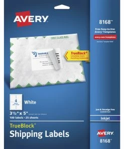 Best Pirce ✨ Avery TrueBlock Shipping Labels, Inkjet, 3-1/2 X 5 Inches, White, Pack Of 100 ✔️