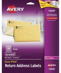 New ✨ Avery Easy Peel Return Address Labels, Laser, 1/2 X 1-3/4 Inches, Clear, Pack Of 600 👏
