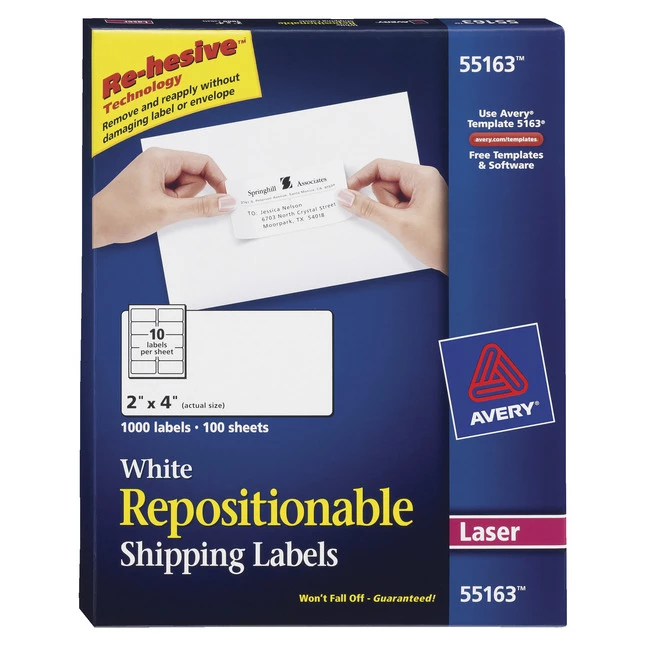 Outlet ⭐ Avery Repositionable Shipping Labels, Laser, 2 X 4 Inches, Pack Of 1000 ✔️ 1 Outlet ⭐ Avery Repositionable Shipping Labels, Laser, 2 X 4 Inches, Pack Of 1000 ✔️