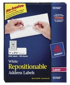 Buy 🛒 Avery Repositionable Address Labels, Laser, 1 X 2-5/8 Inches, Pack Of 3000 🎁