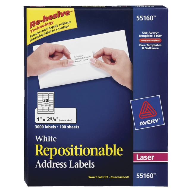 Buy 🛒 Avery Repositionable Address Labels, Laser, 1 X 2-5/8 Inches, Pack Of 3000 🎁 1 Buy 🛒 Avery Repositionable Address Labels, Laser, 1 X 2-5/8 Inches, Pack Of 3000 🎁