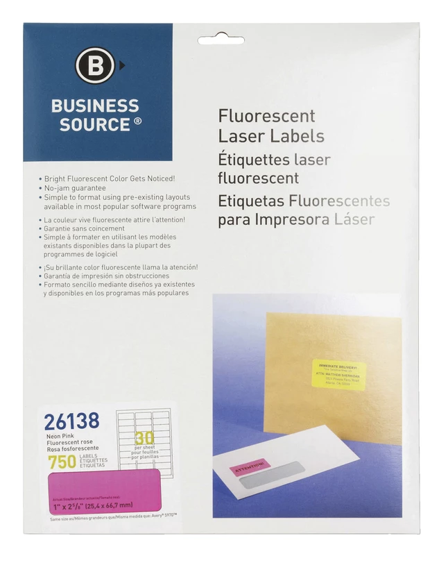 Promo ๐ฅฐ Business Source Laser Printer Labels, 1 X 2-5/8 Inches, Neon Pink, Pack Of 750 โค๏ธ 1 Promo ๐ฅฐ Business Source Laser Printer Labels, 1 X 2-5/8 Inches, Neon Pink, Pack Of 750 โค๏ธ