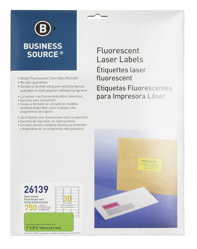 Hot Sale ๐งจ Business Source Laser Printer Labels, 1 X 2-5/8 Inches, Neon Green, Pack Of 750 ๐ 1 Hot Sale ๐งจ Business Source Laser Printer Labels, 1 X 2-5/8 Inches, Neon Green, Pack Of 750 ๐