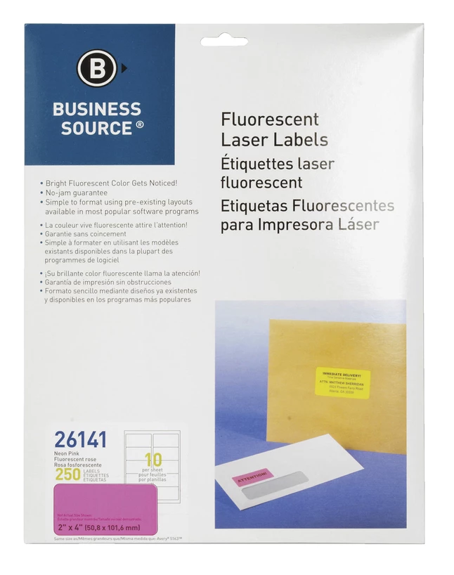 Top 10 ⌛ Business Source Laser Printer Labels, 2 X 4 Inches, Neon Pink, Pack Of 250 🌟 1 Top 10 ⌛ Business Source Laser Printer Labels, 2 X 4 Inches, Neon Pink, Pack Of 250 🌟