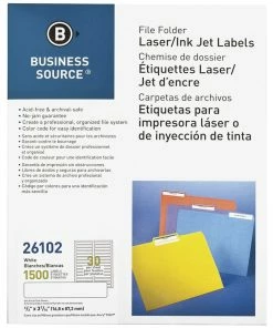 New 🥰 Business Source File Folder Labels, 2/3 X 3-7/16 Inches, White, Pack Of 1500 🧨