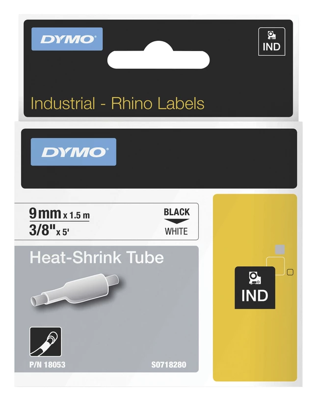 Hot Sale ❤️ Dymo Rhino Heat Shrink Tube Label Tape, 3/8 Inches X 5 Feet, Black On White ⌛ 1 Hot Sale ❤️ Dymo Rhino Heat Shrink Tube Label Tape, 3/8 Inches X 5 Feet, Black On White ⌛