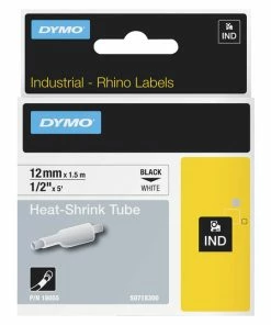 Coupon ⭐ Dymo Rhino Heat Shrink Tube Label Tape, 1/2 Inches X 5 Feet, Black On White 💯