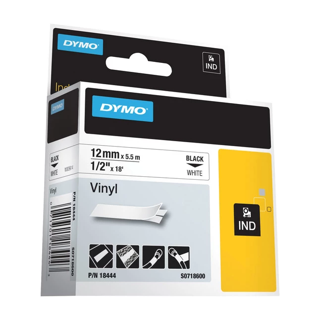 Wholesale ๐งจ Dymo Rhino Industrial Vinyl Label Tape, 1/2 Inch X 18 Feet, Black On White ๐ 1 Wholesale ๐งจ Dymo Rhino Industrial Vinyl Label Tape, 1/2 Inch X 18 Feet, Black On White ๐