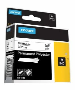 Brand new ⌛ Dymo Rhino Permanent Polyester Label Tape, 3/8 Inch X 18 Feet, Black On White 🥰