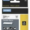 New 😍 Dymo Rhino Nylon Flexible Label Tape, 3/4 Inch X 11-1/2 Feet, Black On White ✨