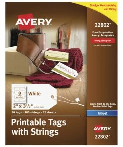 Deals 😍 Avery Printable Tags With Strings, 2 X 3-1/2 Inches, White, Pack Of 96 ✨