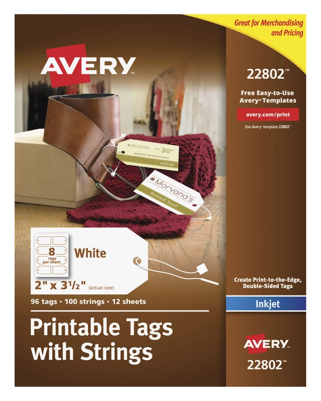 Deals 😍 Avery Printable Tags With Strings, 2 X 3-1/2 Inches, White, Pack Of 96 ✨ 1 Deals 😍 Avery Printable Tags With Strings, 2 X 3-1/2 Inches, White, Pack Of 96 ✨