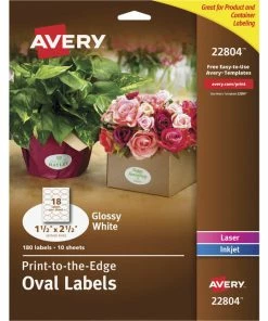 Coupon 🔔 Avery Oval Labels, 1-1/2 X 2-1/2 Inches, White Gloss, Pack Of 180 ⌛