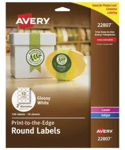 New ❤️ Avery Round Labels, 2 Inch Diameter, White Gloss, Pack Of 120 😉