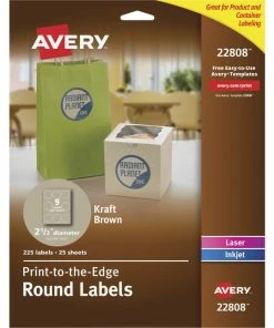 Promo 👍 Avery Round Labels, 2-1/2 Inch Diameter, Kraft Brown, Pack Of 225 😉