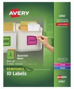 Cheap 🔔 Avery Removable Labels, 3-1/3 X 4 Inches, Assorted Neon, Pack Of 72 😀