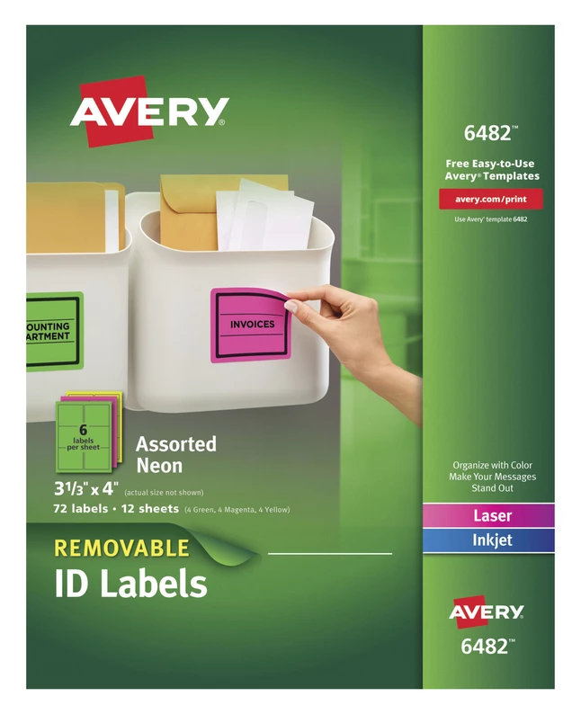 Cheap 🔔 Avery Removable Labels, 3-1/3 X 4 Inches, Assorted Neon, Pack Of 72 😀 1 Cheap 🔔 Avery Removable Labels, 3-1/3 X 4 Inches, Assorted Neon, Pack Of 72 😀