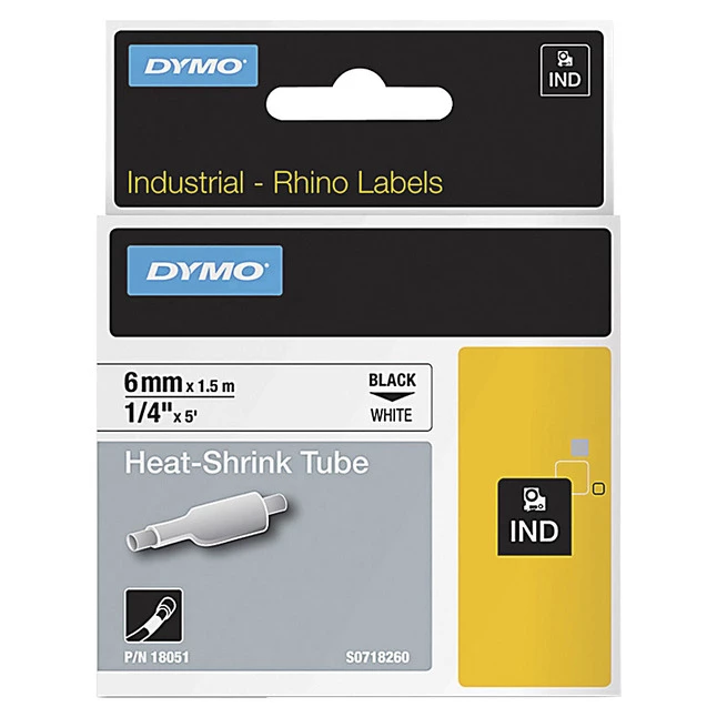 Best Sale 🔔 Dymo Rhino Heat Shrink Tube Label Tape, 1/4 Inches X 5 Feet, Black On White 🌟 1 Best Sale 🔔 Dymo Rhino Heat Shrink Tube Label Tape, 1/4 Inches X 5 Feet, Black On White 🌟