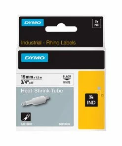 Wholesale ⭐ Dymo Rhino Heat Shrink Tube Label Tape, 3/4 Inches X 5 Feet, Black On White 😉