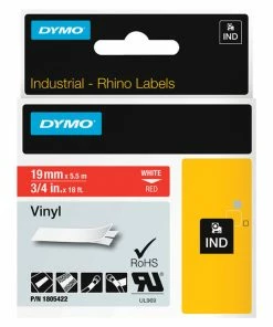 Deals 😀 Dymo Rhino Industrial Vinyl Label Tape, 3/4 Inch X 18 Feet, White On Red ❤️