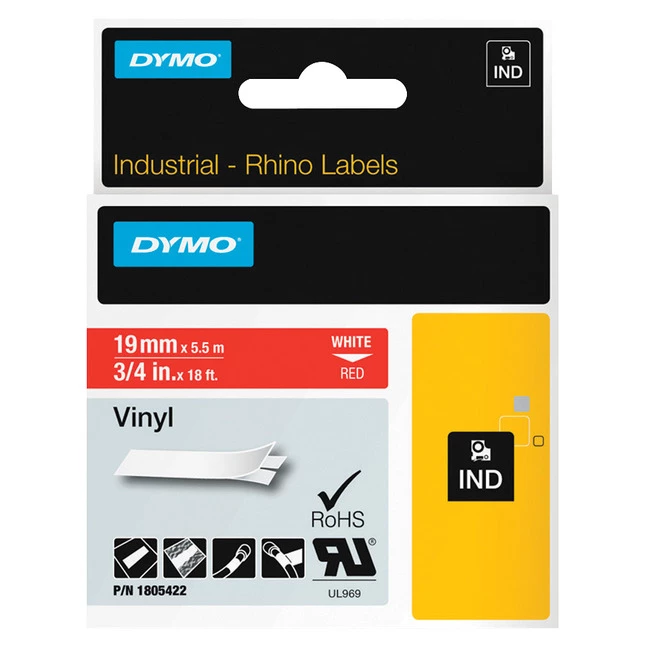 Deals 😀 Dymo Rhino Industrial Vinyl Label Tape, 3/4 Inch X 18 Feet, White On Red ❤️ 1 Deals 😀 Dymo Rhino Industrial Vinyl Label Tape, 3/4 Inch X 18 Feet, White On Red ❤️