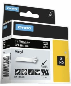 Best deal ✔️ Dymo Rhino Industrial Vinyl Label Tape, 3/4 Inch X 18 Feet, White On Black 🎉