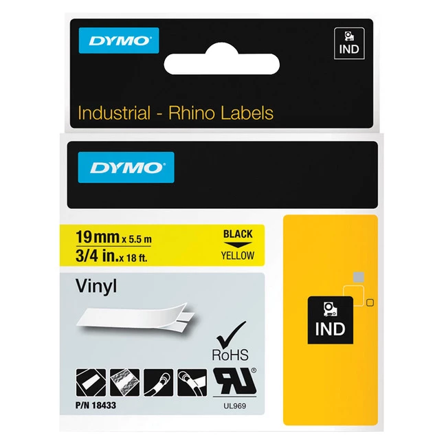 Brand new 💯 Dymo Rhino Industrial Vinyl Label Tape, 3/4 Inch X 18 Feet, Black On Yellow 🤩 1 Brand new 💯 Dymo Rhino Industrial Vinyl Label Tape, 3/4 Inch X 18 Feet, Black On Yellow 🤩