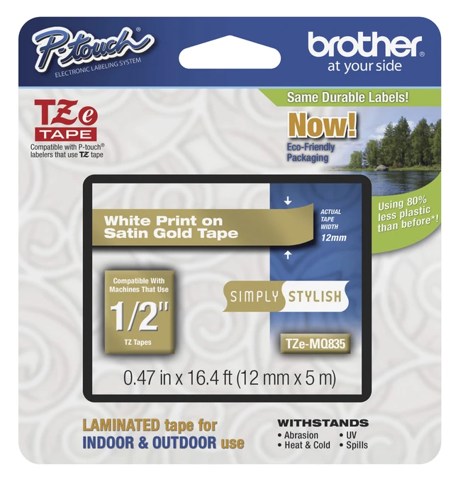 New 😍 Brother P-touch Tze Laminated Tape Cartridge, 1/2 Inch X 16 Feet, White/Satin Gold 🤩 1 New 😍 Brother P-touch Tze Laminated Tape Cartridge, 1/2 Inch X 16 Feet, White/Satin Gold 🤩