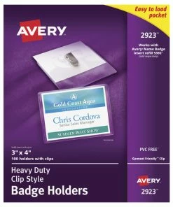 Cheapest ✨ Avery Landscape Badge Holder With Clip Attachment, 3 X 4 Inches, Clear, Pack Of 100 🧨